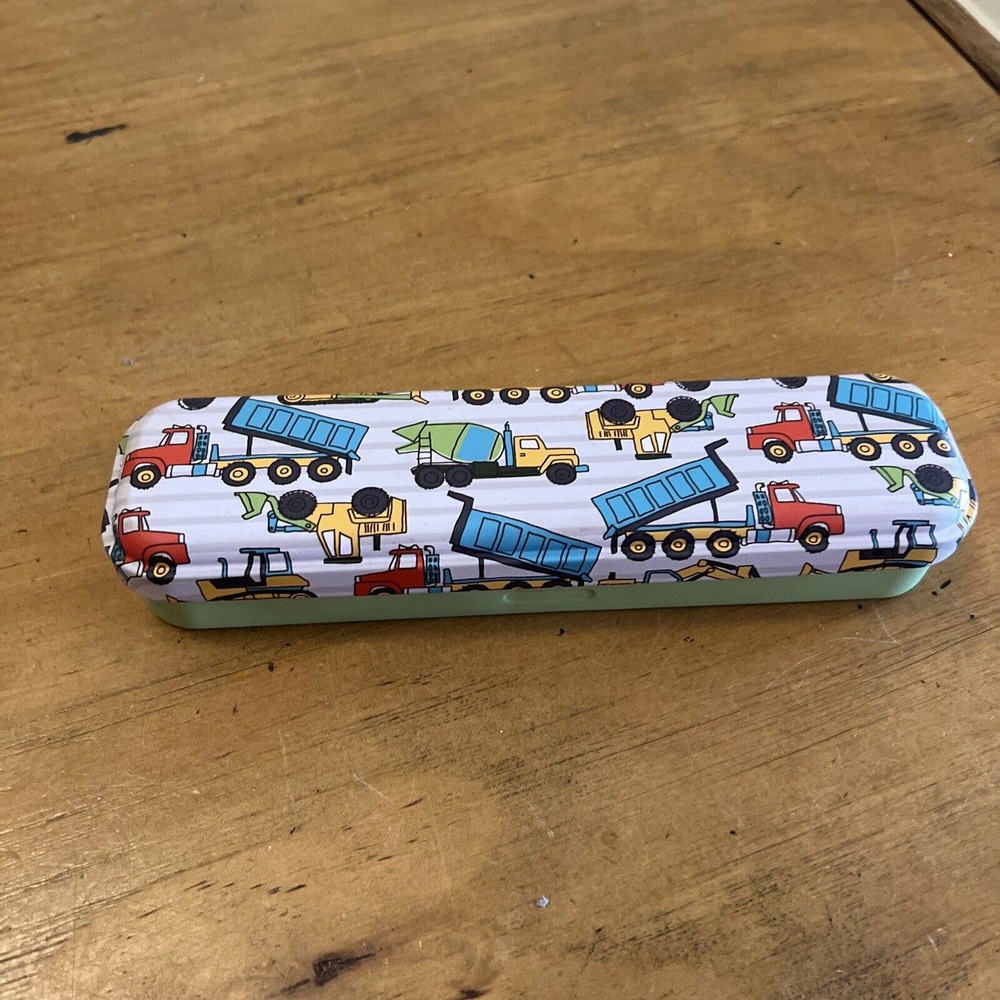 Contruction boys toys PENCIL CASE BRUSH CONTAINER SCHOOL BOX NEW